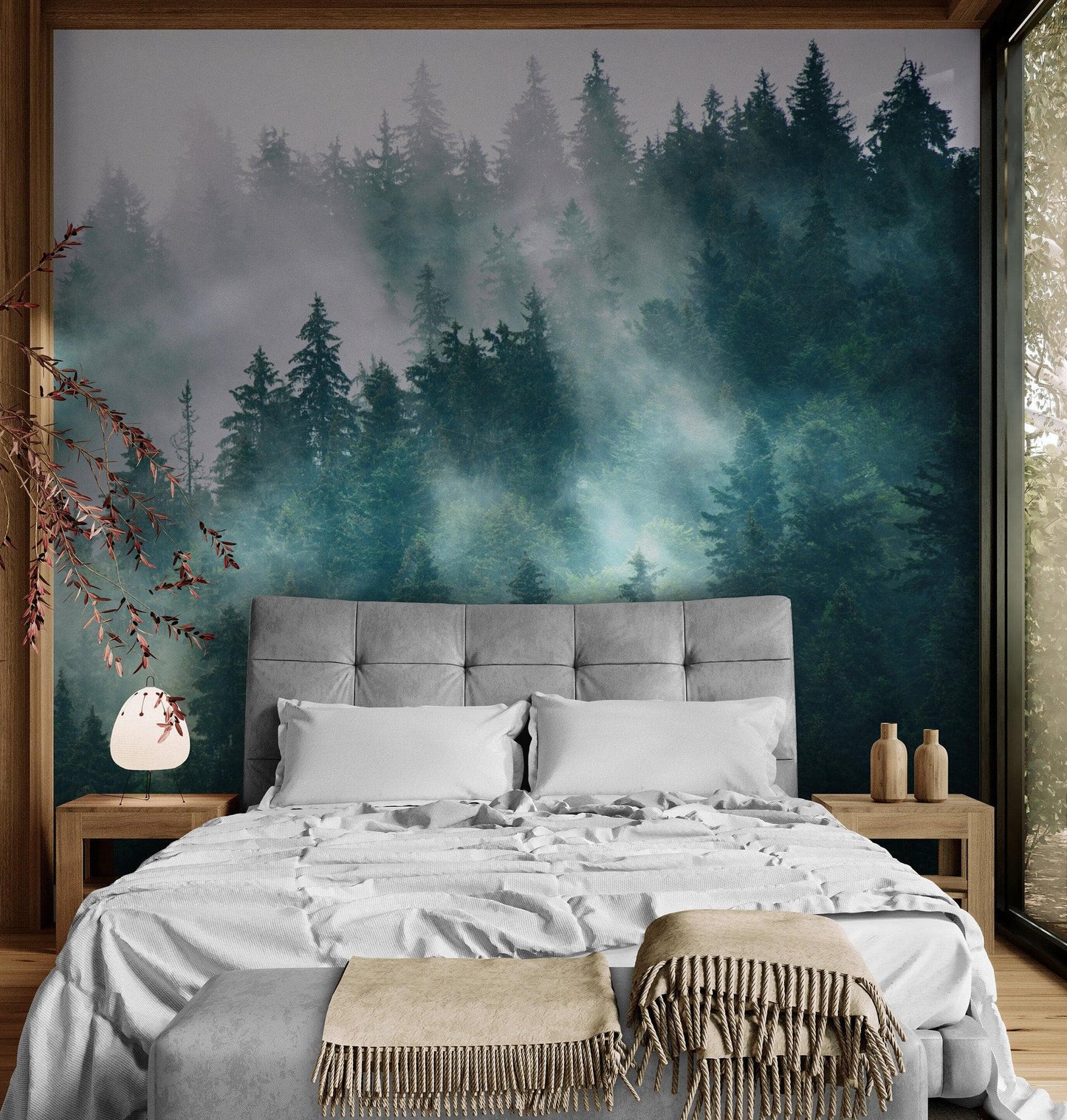 Foggy Forest Mountain Wallpaper Mural. #FT-19-VE90