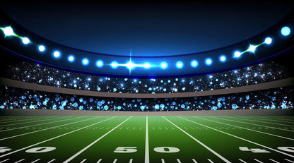 Football Stadium Wallpaper Mural. Bright lights over 50 yard line. #6787