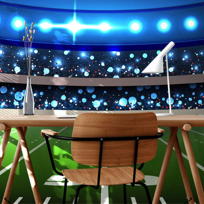 Football Stadium Wallpaper Mural. Bright lights over 50 yard line. #6787