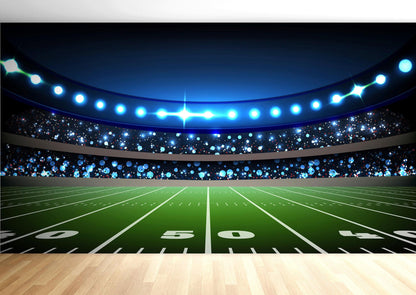 Football Stadium Wallpaper Mural. Bright lights over 50 yard line. #6787