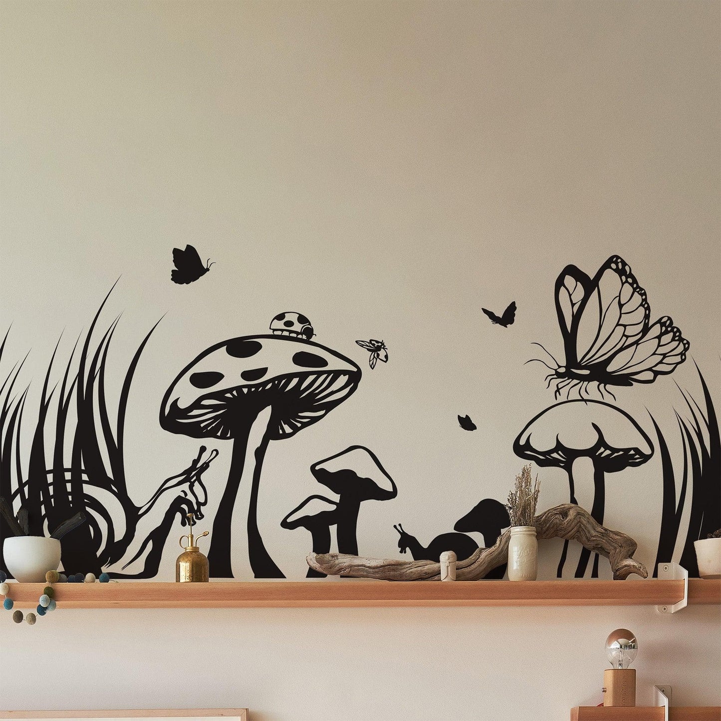 Floral Mushroom Field Vinyl Wall Decal Sticker. #GFoster149