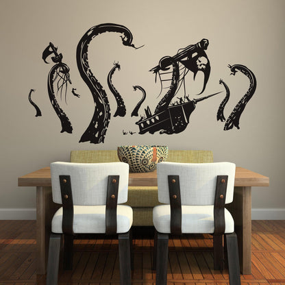 Kraken Attack Pirate Ship Wall Decal - Thrilling Decor for Boy's Room. #GFoster166