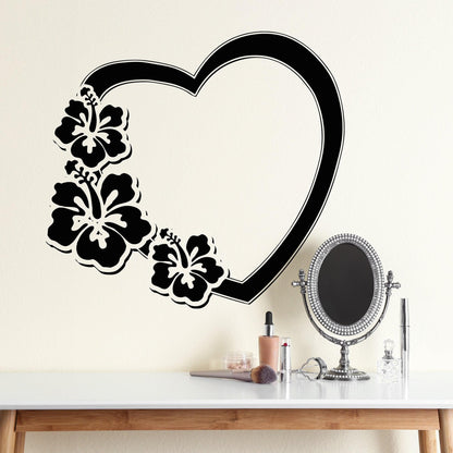 Hawaiian Flower Heart Vinyl Wall Decal Sticker. #OS_AA358