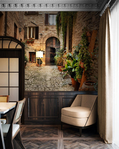 Mediterranean Village Alleyway Wallpaper Mural. #FT-193-VE90