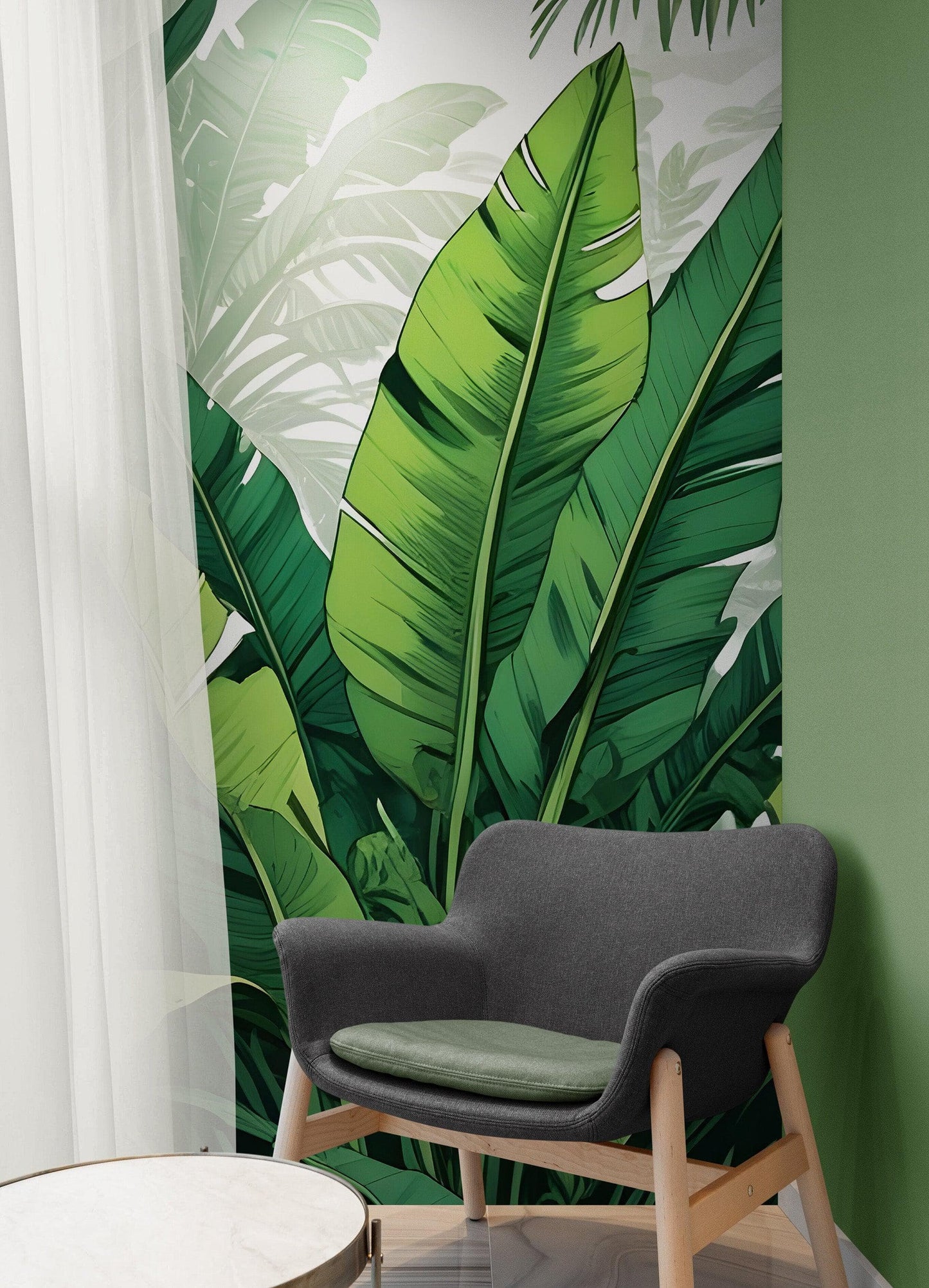 Rainforest Jungle Wallpaper. Banana Leaf Wall Mural. #6788