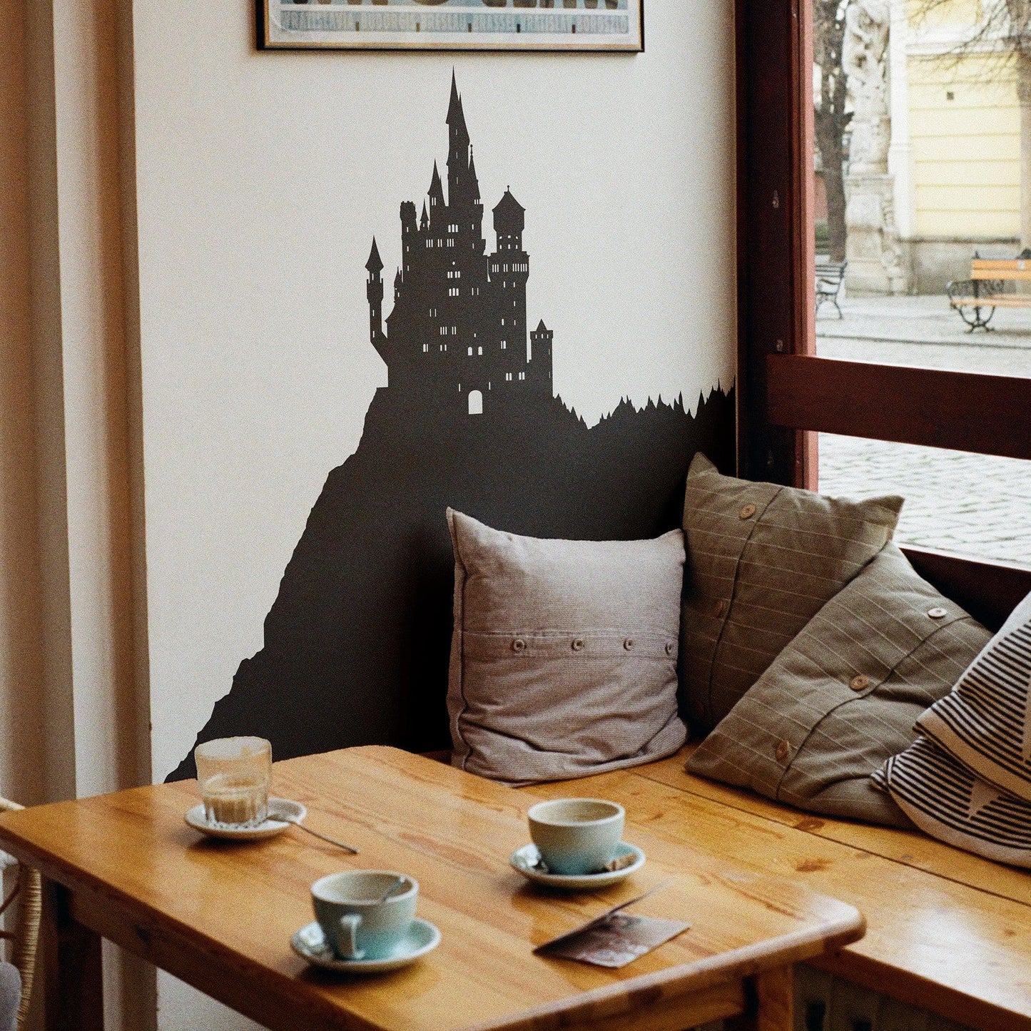 Medieval Castle On Mountain Top Wall Decal Sticker. #KTudor101