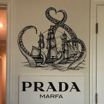 Adventure with Kraken Attacking Ship Wall Decal Sticker. #6784