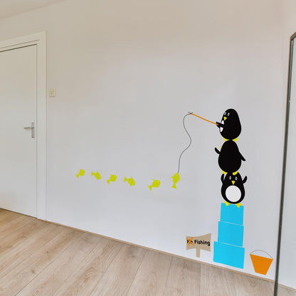 Cute Penguins Fishing Wall Decal. Nursery Room Decor. #MM127