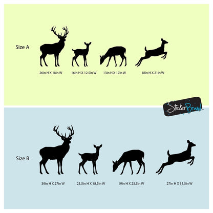 Family of Deer Wall Decals. Set of 4 Woodland Forest Animal. #7046