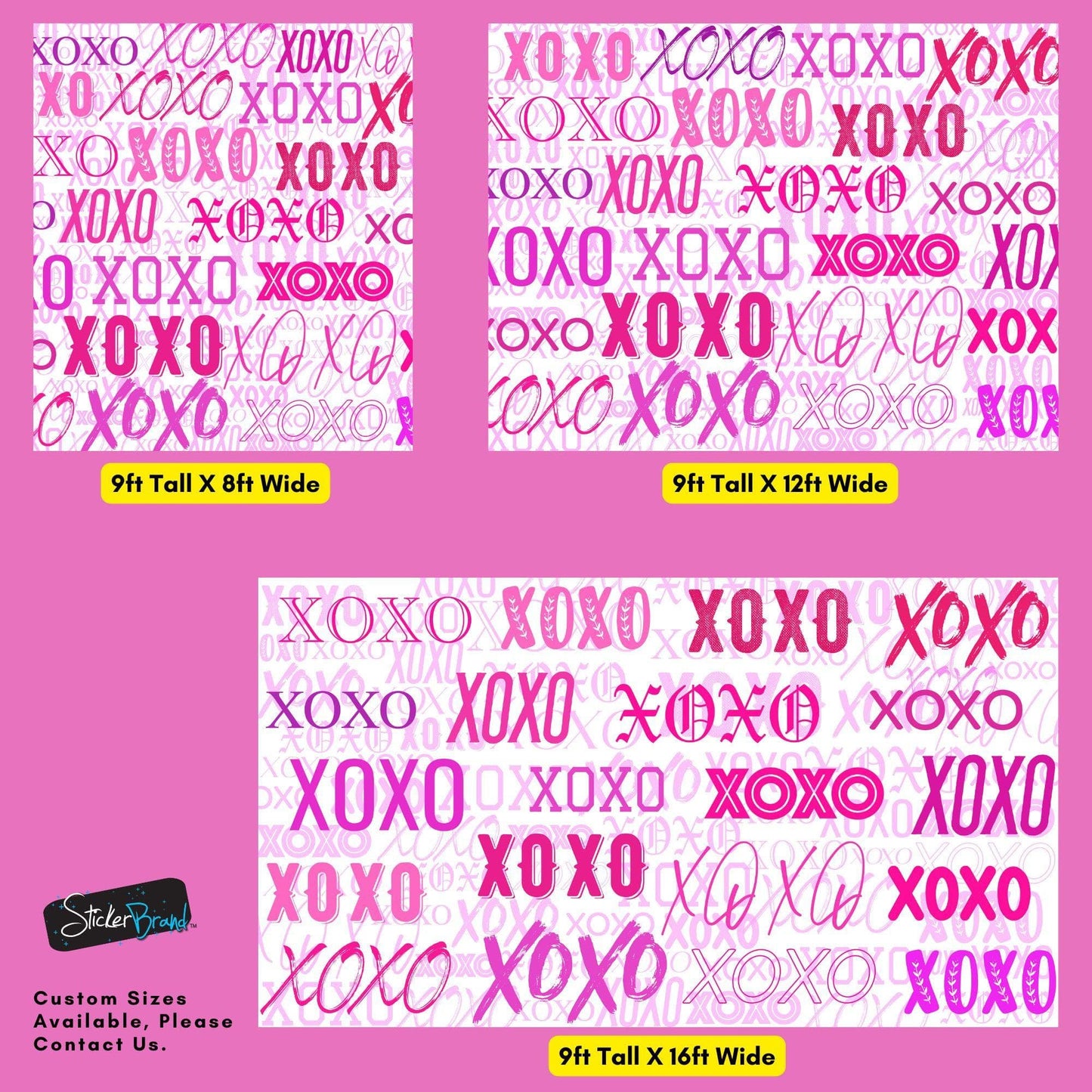 Pink XOXO Wallpaper Mural – Stylish Chic Glamour Girl’s Room Decor. #6899