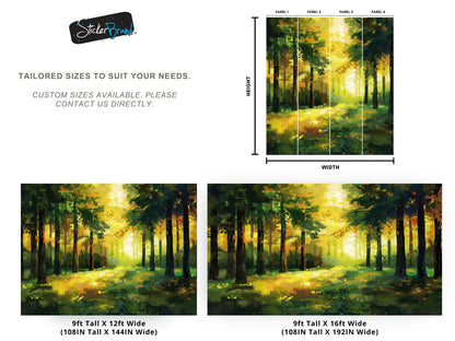 Green Forest Painting Wallpaper Mural. #7018