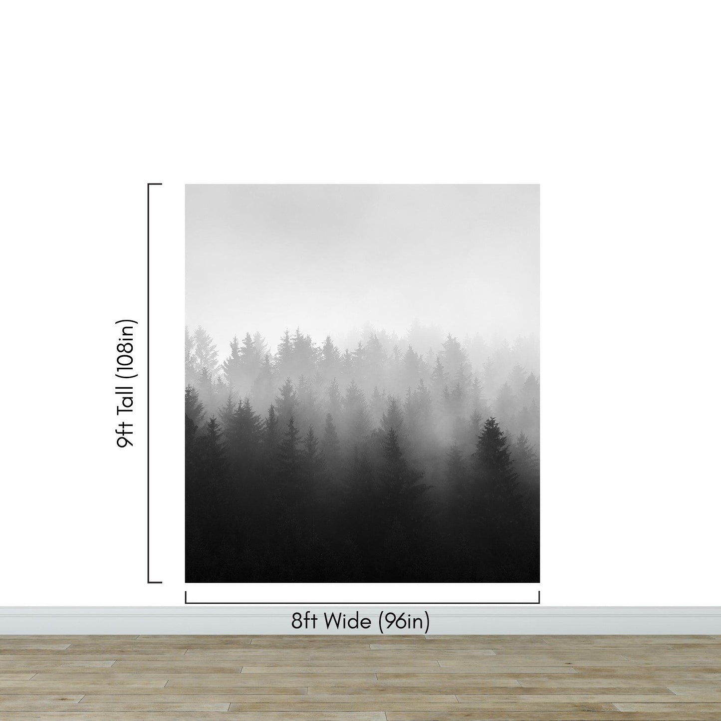 Black and White Misty Pine Forest Wallpaper. #6673