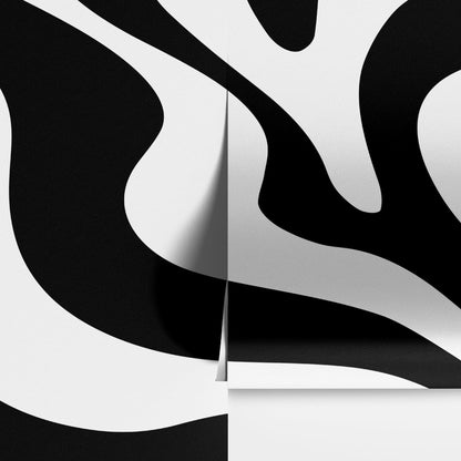 Black Swirly Line Wallpaper. Contemporary Art Decor. Modern Aesthetic. #6679