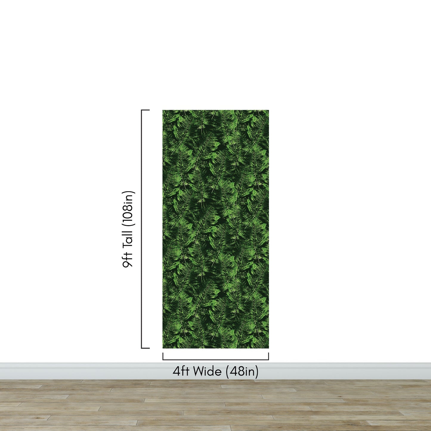 Green Leaves Pattern Wallpaper Mural. Botanical Wall Mural. #6744