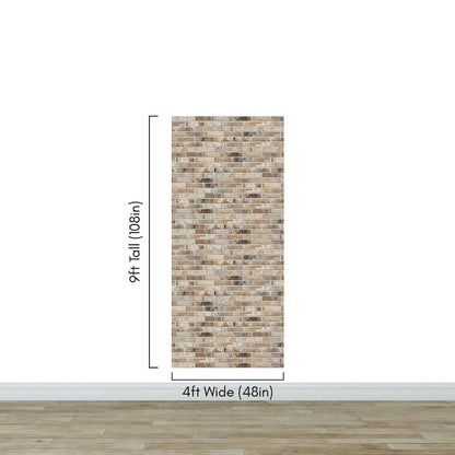 Brick Pattern Wallpaper Mural. Light Tan and Brown Color. #6801