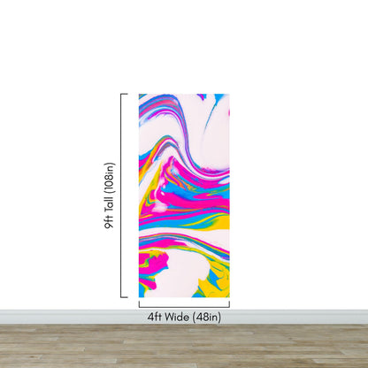 Vibrant Neon Ink Swirl Wallpaper. Abstract Pink, Yellow & Blue Colors. #6980