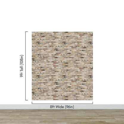 Brick Pattern Wallpaper Mural. Light Tan and Brown Color. #6801