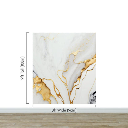 Gold Ink Splash on White Marble Slate Wall Mural Wallpaper #6840