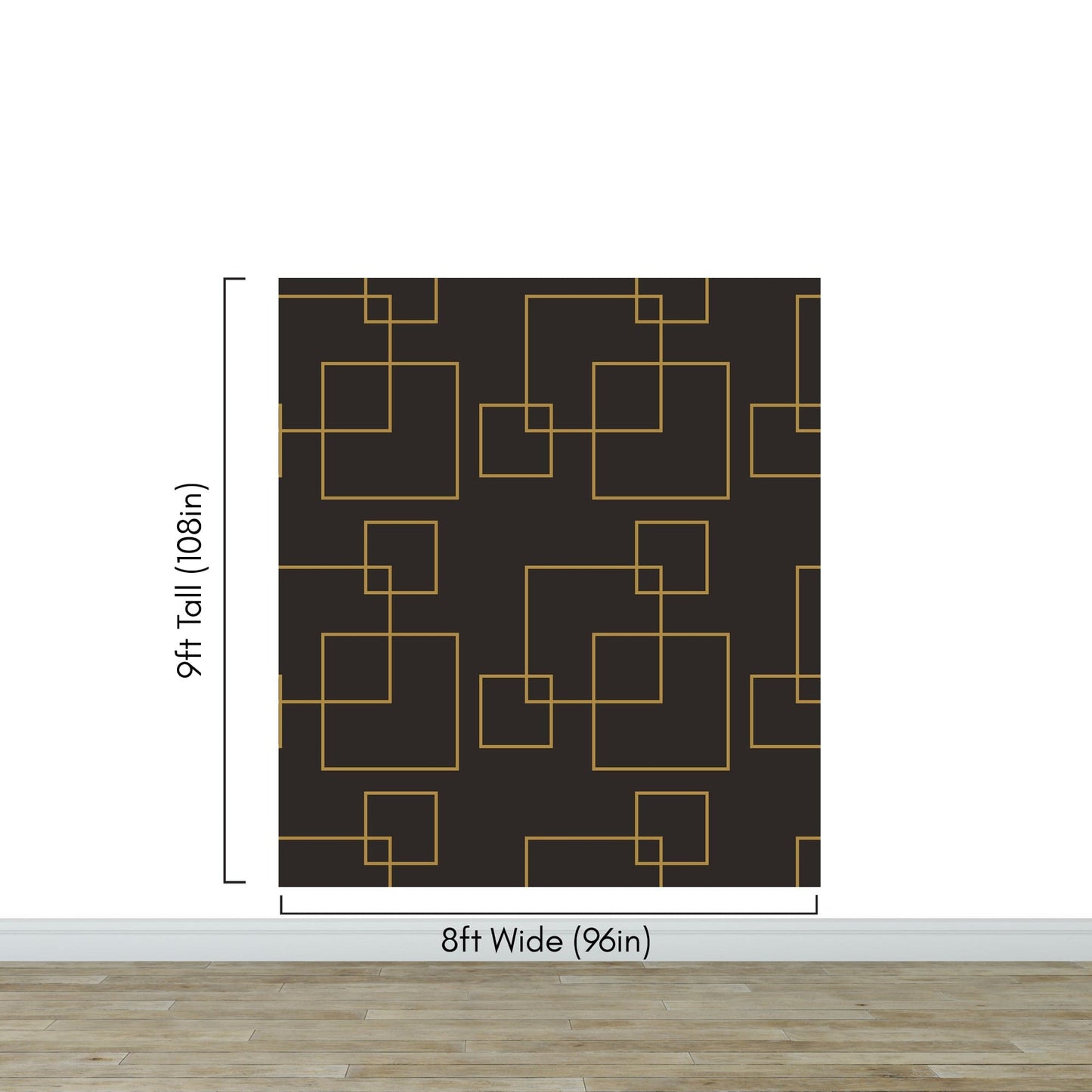 Dark Brown and Gold Square Geometric Pattern Peel and Stick Wallpaper | Removable Wall Mural #6215