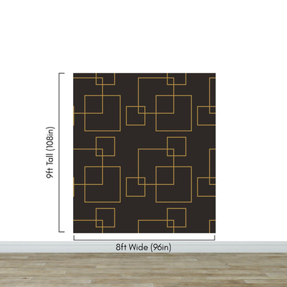 Dark Brown and Gold Square Geometric Pattern Peel and Stick Wallpaper | Removable Wall Mural #6215