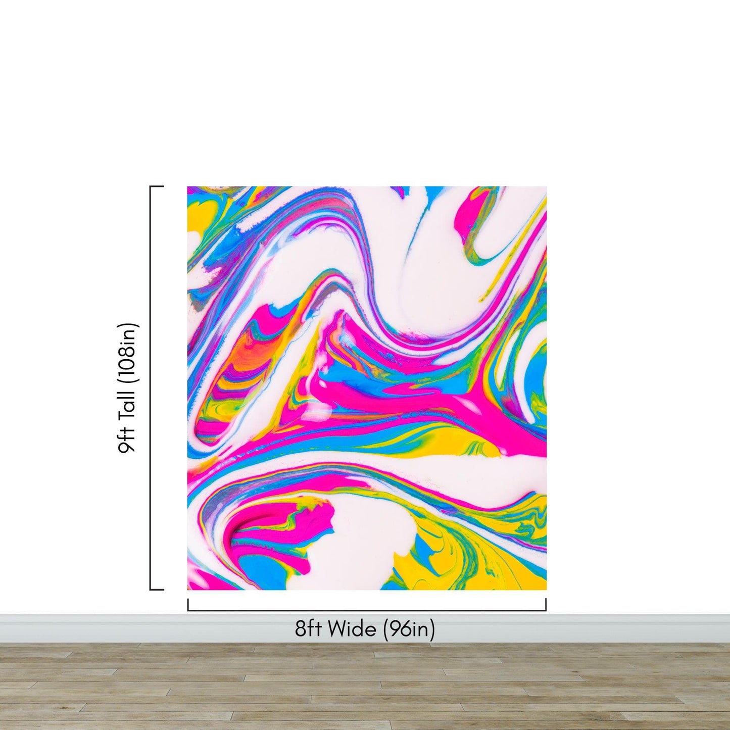 Vibrant Neon Ink Swirl Wallpaper. Abstract Pink, Yellow & Blue Colors. #6980
