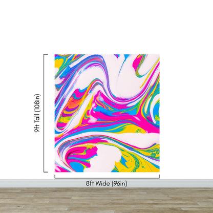 Vibrant Neon Ink Swirl Wallpaper. Abstract Pink, Yellow & Blue Colors. #6980