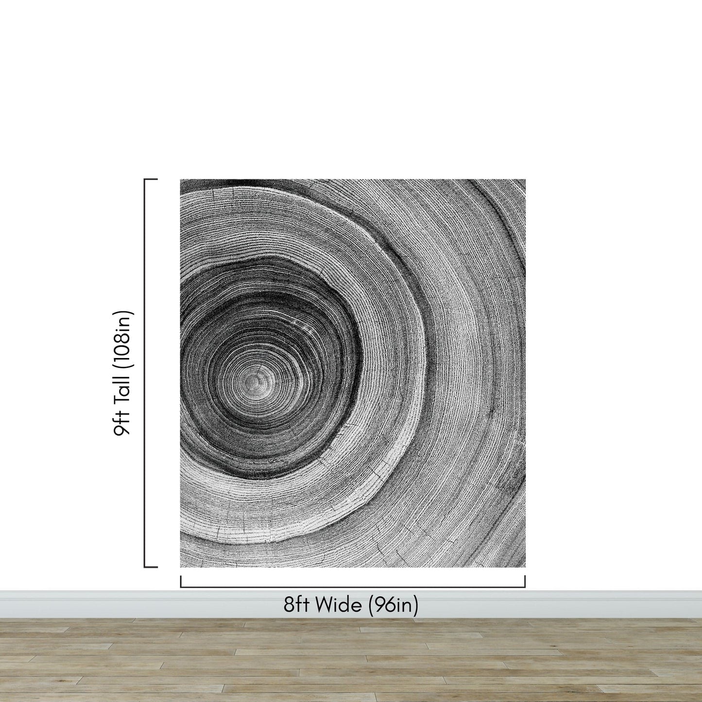 Black and White Tree Rings Wood Grain Circle Pattern. #6971