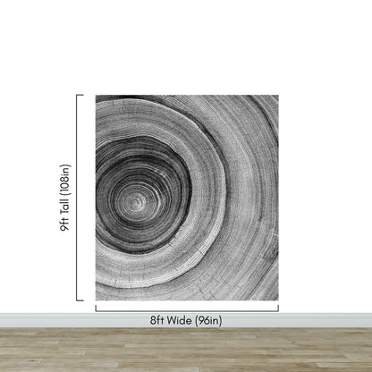 Black and White Tree Rings Wood Grain Circle Pattern. #6971