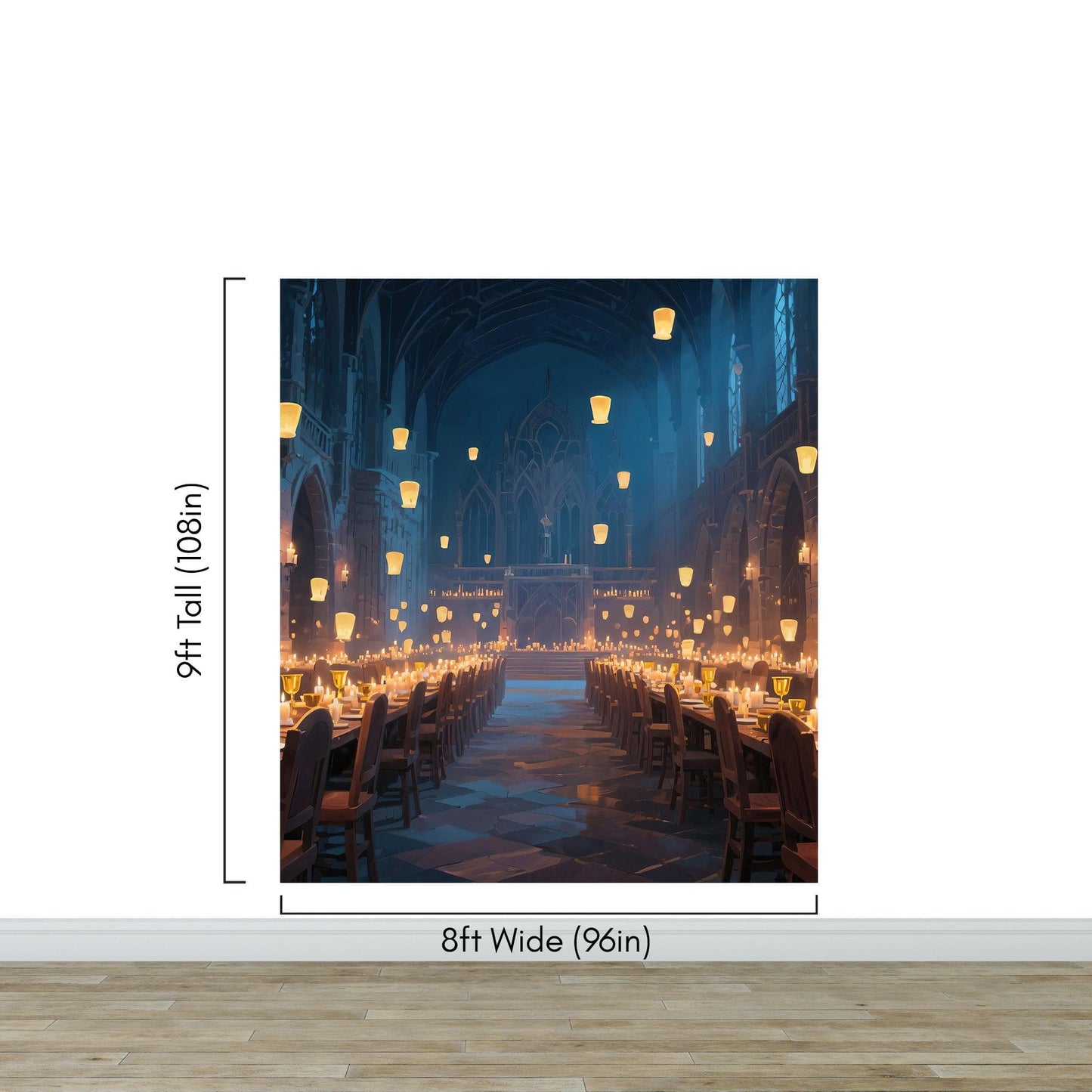 Floating Candles Great Hall Wallpaper Mural. Wizardly Dining Room Ambiance Wall Art. #6984