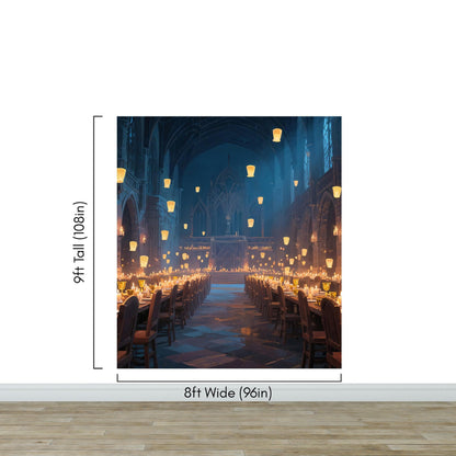 Floating Candles Great Hall Wallpaper Mural. Wizardly Dining Room Ambiance Wall Art. #6984