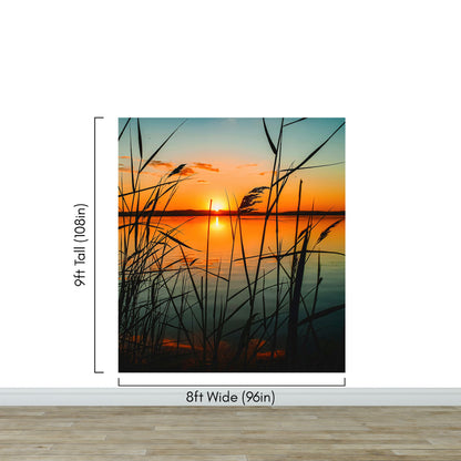 Lakeside Retreat with Sunset Over Lake Wallpaper Mural. #6920