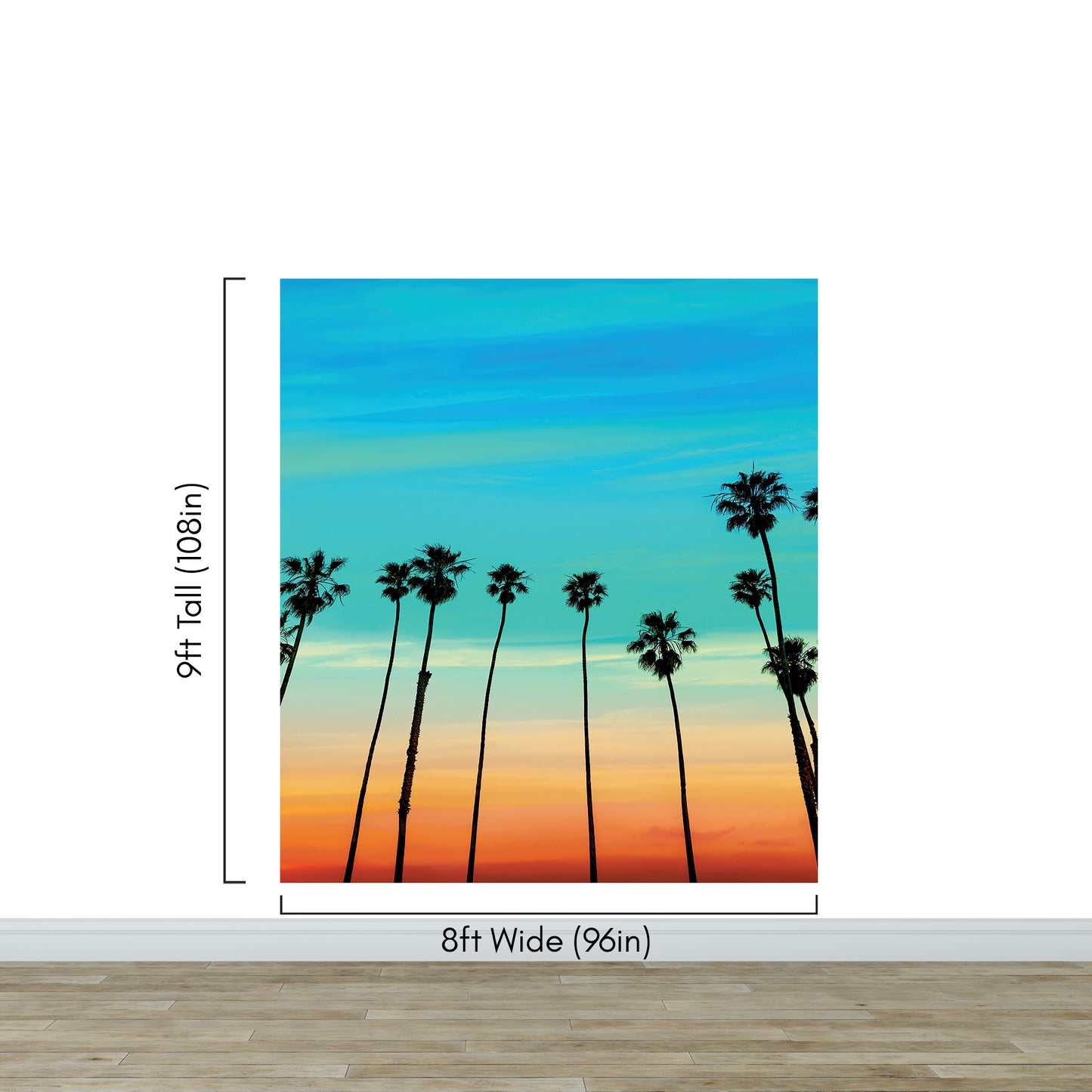 California SoCal Tropical Sunset Palm Trees Large Wall Mural. #6139