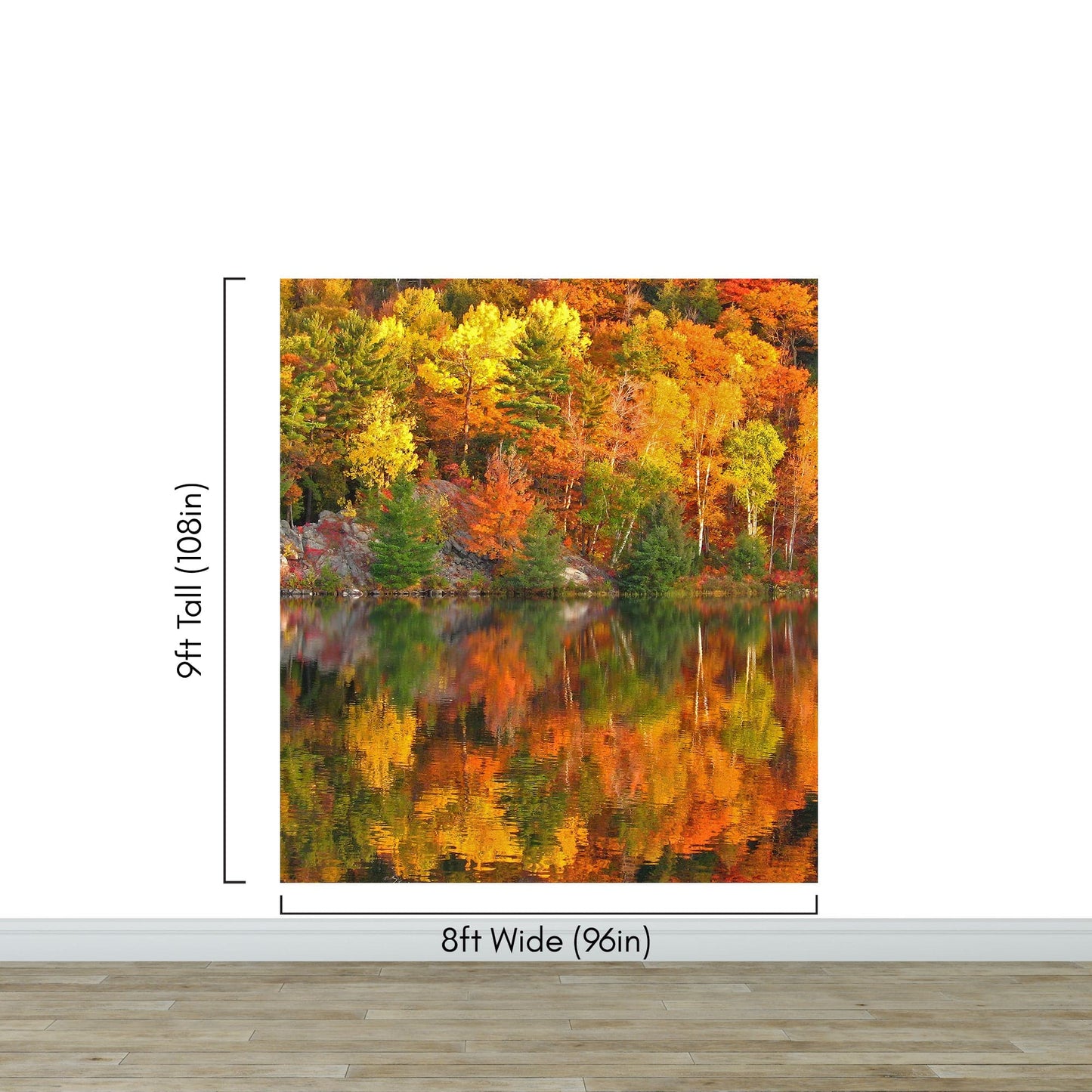 Colorful Autumn Forest Over Lake Wall Mural. Fall Foliage. #7052