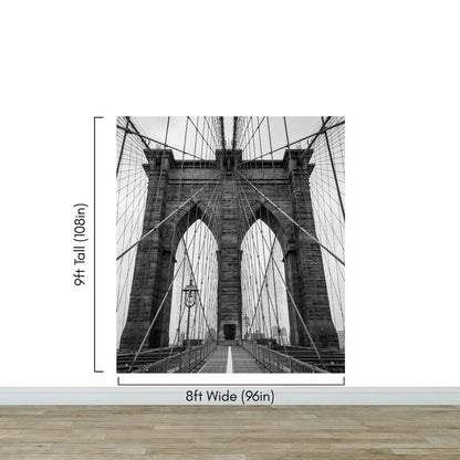 Black and White Brooklyn Bridge Wallpaper Mural. New York City Theme Decor. #6798