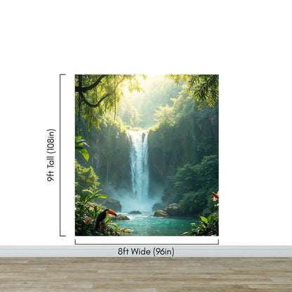 Tropical Rainforest Waterfall Wallpaper Wall Mural. #6987