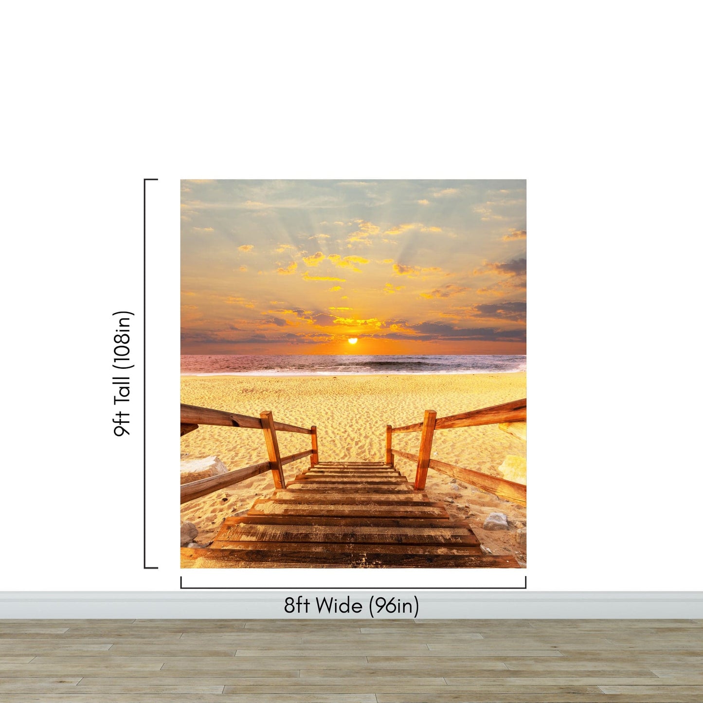 Yellow Sunset on Beach Wallpaper Mural. #6049
