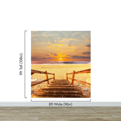 Yellow Sunset on Beach Wallpaper Mural. #6049