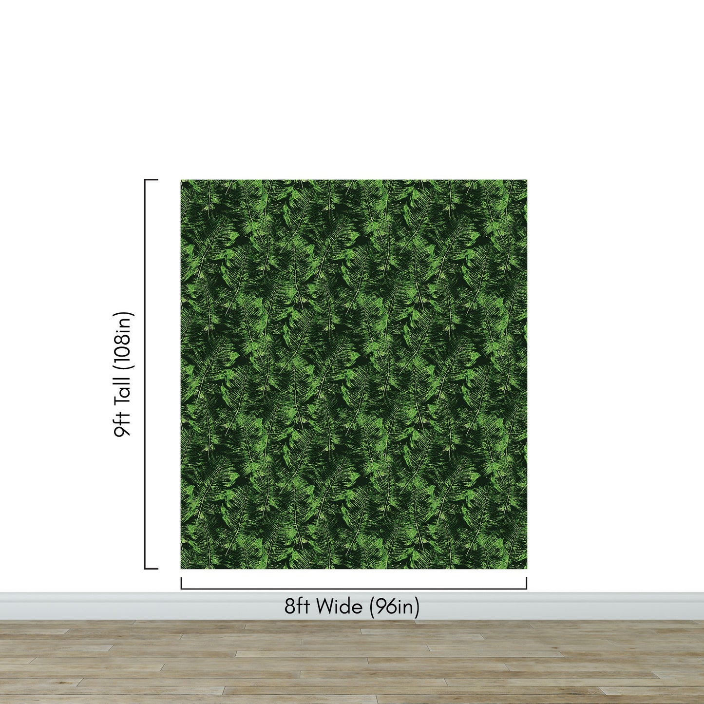 Green Leaves Pattern Wallpaper Mural. Botanical Wall Mural. #6744