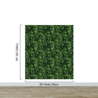 Green Leaves Pattern Wallpaper Mural. Botanical Wall Mural. #6744