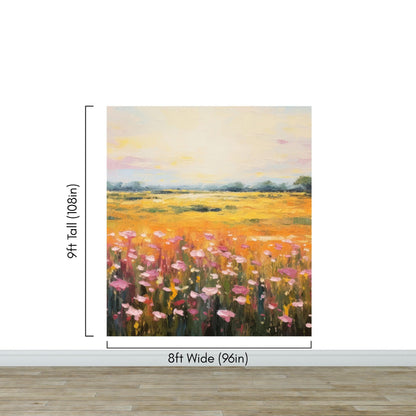 Colorful Yellow Flower Field Painting Wallpaper Mural. #6692