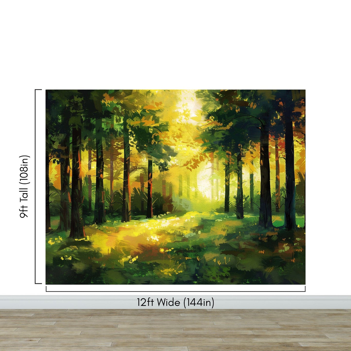 Green Forest Painting Wallpaper Mural. #7018