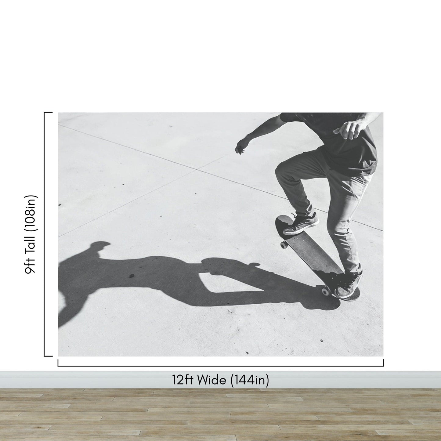Black and White Skateboard Urban Wall Mural. #7066