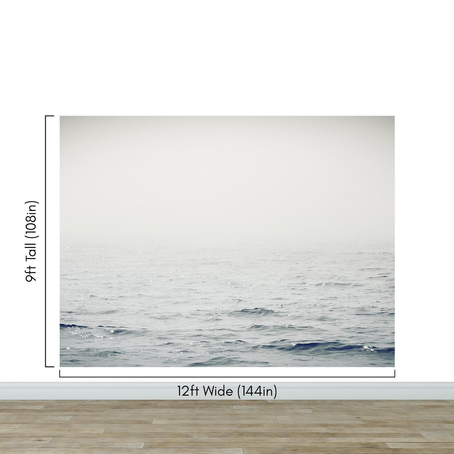 Serene Foggy Ocean Waves Wallpaper Mural. #6859