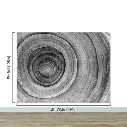 Black and White Tree Rings Wood Grain Circle Pattern. #6971