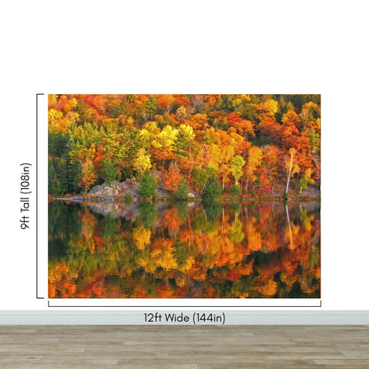 Colorful Autumn Forest Over Lake Wall Mural. Fall Foliage. #7052
