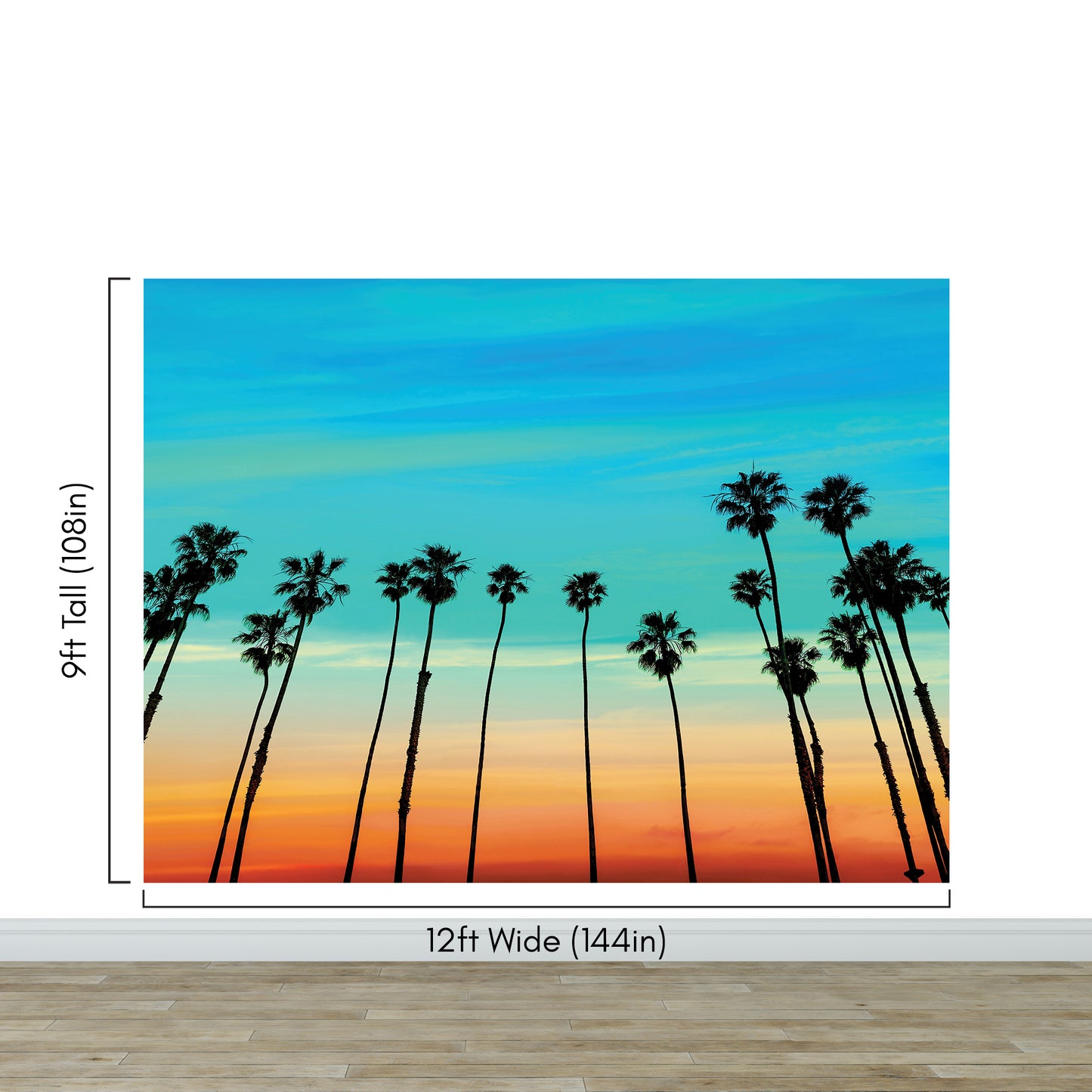 California SoCal Tropical Sunset Palm Trees Large Wall Mural. #6139