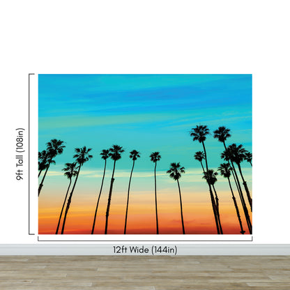 California SoCal Tropical Sunset Palm Trees Large Wall Mural. #6139