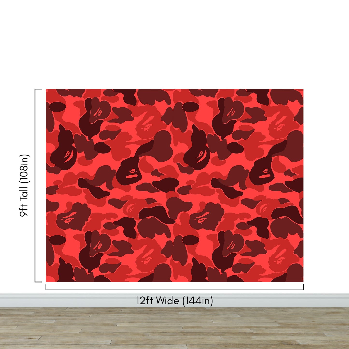 Bape Camo Wallpaper Mural. Red Camo Streetwear Hype Beast Aesthetics. #7113