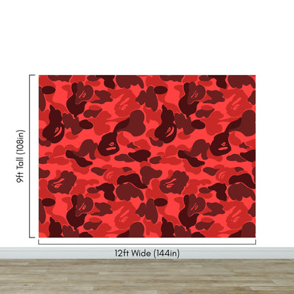 Bape Camo Wallpaper Mural. Red Camo Streetwear Hype Beast Aesthetics. #7113