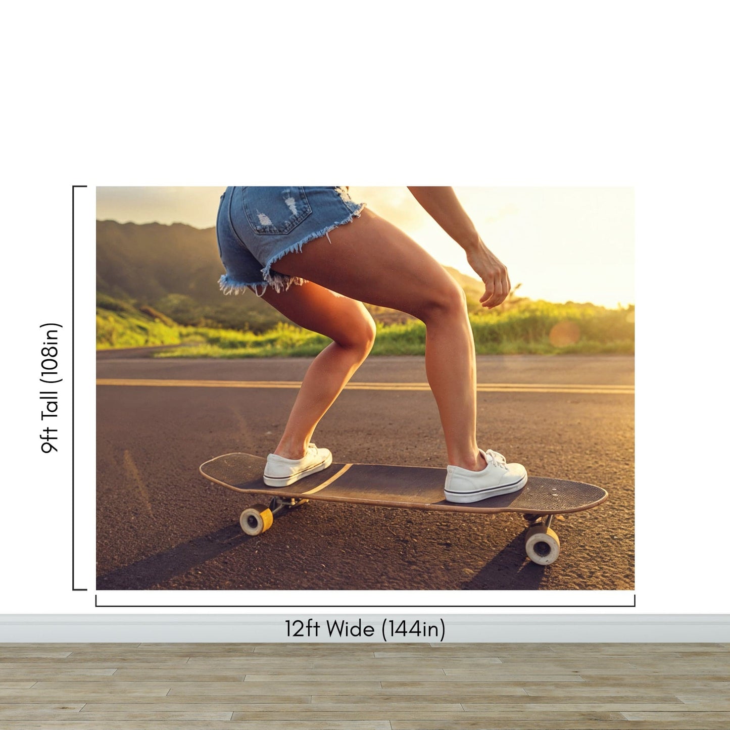 Skater Girl Wallpaper. Tropical Vibe Wall Mural. #7055
